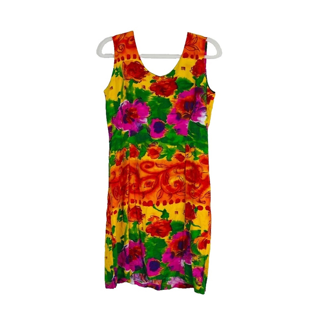 Jams World Womens Floral Hawaiian‎ Print Dress Resortwear Beachy Tropical Size M